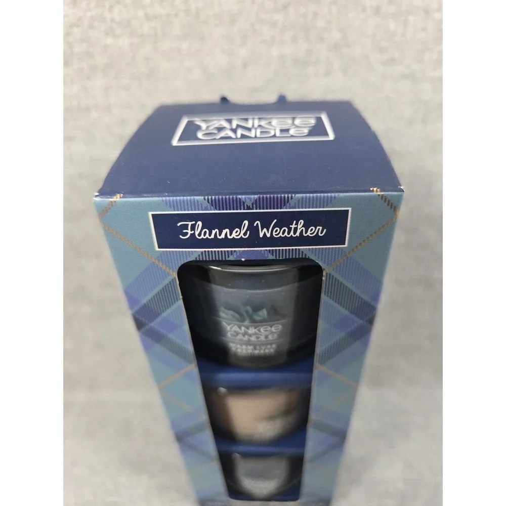 Yankee Candle Flannel Weather Set Three Each 1.3oz‎ Scented Mini Candle Gift NEW